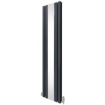 Radiador Plano con Espejo y Válvulas Cromadas - 1800 mm x 425 mm - Gris Antracita