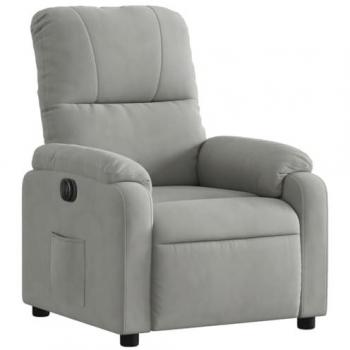 Sillón reclinable eléctrico tela de microfibra gris claro Vidaxl