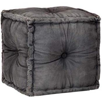 vidaXL Puf Lona de Algodón Asiento Sillón Sofá Descanso Salón Decoración Interior Hogar Casa Sala de Estar Habitación 40x40x40 cm Gris Antracita