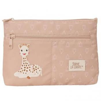 Portatodo Grande Doble Cremallera Sophie la Girafe Cookie - Estuche Escolar Compacto y Resistente 23x16x3 cm