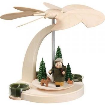 Pirámide de Navidad arco piramidal con motivos del bosque, un piso, 18 cm. de alto, natural, original de los Montes Metálicos