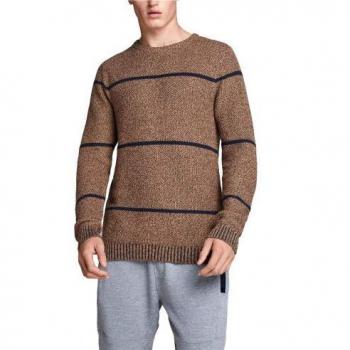 JACK & JONES Jcopique Stripe Knit Crew Neck - XL, Chipmunk