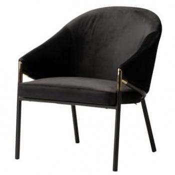 Adda Home Silla Velvet Negro Atlanta 64x69x78 Cm - Comodidad Duradera, Metal/MDF/Velvet, Negro/Dorado