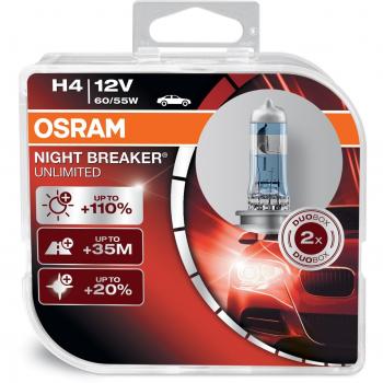 Osram 64193 Night Breaker Unlimited Lámpara Halógena de Faros, P43t, 60/55 W, 12 V, 2 Unidades