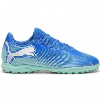 Botas de fútbol Puma Future 7 Play TT para niño, multitaco y terreno duro, color azul, talla 34