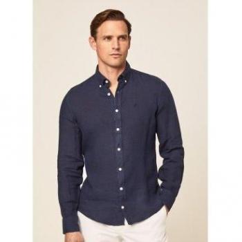 Camisa Hackett London de Lino Fit Slim - Color Marino