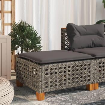 Taburete de jardín con almohada gris 63,5x56x32cm en Polyrattan