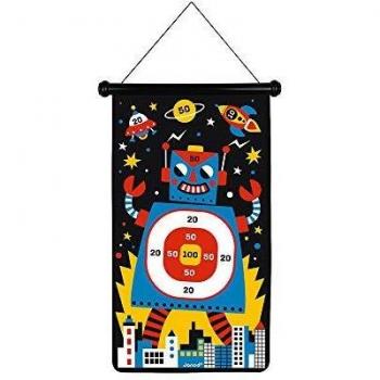 Janod - Juego de Dardos Magnéticos, Temática de Robots, Ambos Lados, Desarrollo de La Habilidad, La Agilidad y La Concentración, 6 Dardos - Desde Los 4 Años, J02073