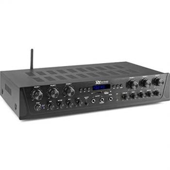Power Dynamics PV260BT Amplificador de Audio multisala de 6 Canales 6X 100W. Bluetooth, Radio FM, Reproductor de MP3 USB, entradas de micrófono. Uso doméstico, Oficina, Sistema de megafonía