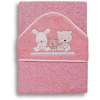INTERBABY - Capa de baño para Bebé Love Rosa 100% Algodón