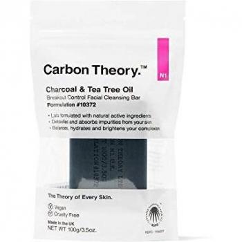 Carbon Theory | Breakout Control Facial Cleansing Bar With Activated Charcoal & Organic Tea Tree Oil | Detoxifies And Absorbs Impurities From Your Skin | Natural, Vegan And Cruelty Free | 100g