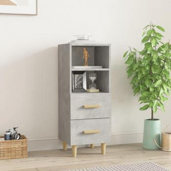 Aparador de madera contrachapada 34,5x34x90 cm con acabado gris hormigón, mueble de almacenaje moderno para salón, armario auxiliar con puertas y cajón de madera