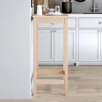 Mesa alta de bar de madera maciza de pino 50x50x110 cm