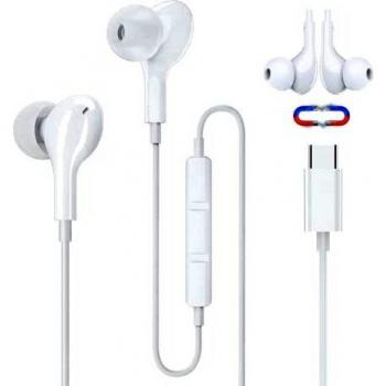 Auriculares USB Tipo C Anhuicco con Cable Microfono y Control de Volumen Magnéticos Estéreo In-Ear Compatible i'Pad Pro 2021 S'amsung S21 S20 H'uawei P40 X'iaomi Mi 11 Redmi 10 Pro P'OCO F3 Blanco