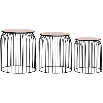 vidaXL Black Coffee Table Set of 3