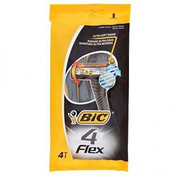 Bic Rasoio Desechable Flex 4 con 4 Lame - Paquete de 4 Piezas