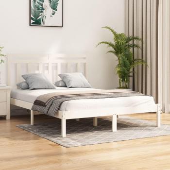 Estructura de cama de madera maciza redonda blanca 120x200 cm