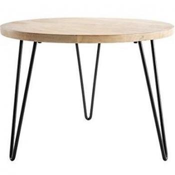 Mesa de centro redonda Vibes de Miliboo con tapa de mango y patas en horquilla metálica