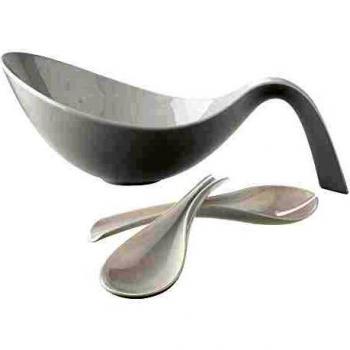 Juego de ensalada 3 piezas Villeroy & Boch Flow, porcelana y plástico