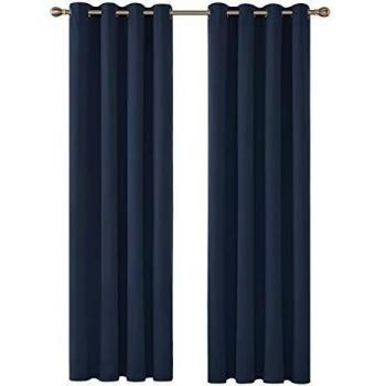 Deconovo Cortinas de Salón Moderno Estilo Moderno con Aislamiento Térmico Telas Tupidas Gruesas Poliéster Juego de 2 Piezas 140 x 260 cm Azul Marino