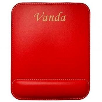 Almohadilla de cuero sintético de ratón personalizado con el texto: Vanda