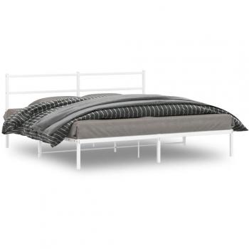 Estructura de cama con cabecero de metal blanco 200x200 cm