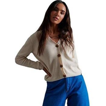 Superdry Whittaker Rib Cardigan Chaqueta Punto, Marfil
