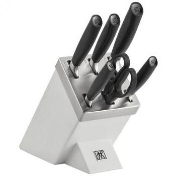 ZWILLING All *Star 7-Piece Self-Sharpening Knife Block Set with Vegetable, Utility, Bread, Chef's, and Carving Knives plus Kitchen Shears, Stainless Steel