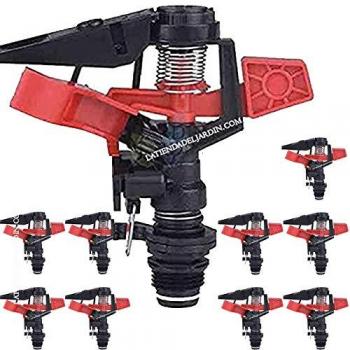 Set de 10 Aspersores Agrícolas Sectoriales 1/2'' con Alcance Ajustable de 8 a 13 Metros y Caudal de 654 a 1212 l/h