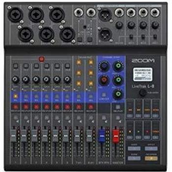 Zoom LiveTrak L-8 Digital Mixer and Recorder with 8 Channels, TRRS Input, 12 Track Simultaneous Recording, 5 Headphone Outputs, Battery or USB Powered