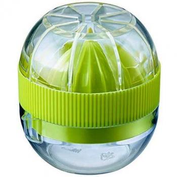 Westmark Pequeño Exprimidor de cítricos con recipiente y tapa, Diámetro: 7,2 cm, Capacidad: 50 ml, Plástico, Fresh and Fruity, Transparente/verde, 30932280