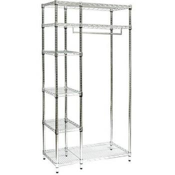 Kit Perchero Estantería Metálica Robusta 90 x 45 x H. 180 cm en Acero Cromado Archimede
