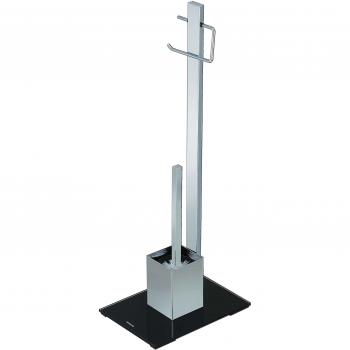 BATHSTAGE Portarrollos con escobillero, Plateado