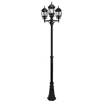 Farola negra para jardin CAELUM de 3 luces, en aluminio negro Fabrilamp