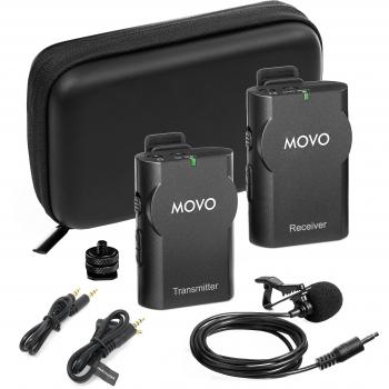 Micrófono Lavalier Inalámbrico de 2.4 GHz Movo WMIC10 para Cámaras DSLR, Smartphones iPhone/iPad/Android & Videocámaras