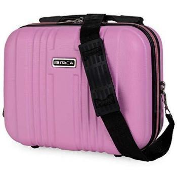 ITACA - Neceser rígido ABS Grande de Viaje Juvenil, Maleta de Aseo. Cierre Cremallera. Cinta Trolley, Asa de Mano y Bandolera. Material Resistente Ligero. T71535, Color Rosa