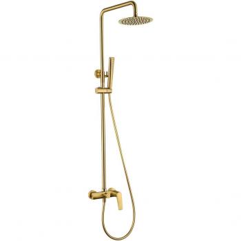 Conjunto de ducha monomando Delos Imex en oro cepillado