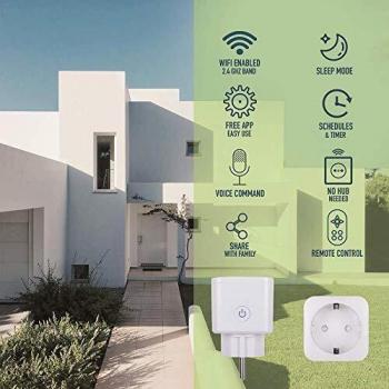NGS Loop Duo - Pack de 2 Enchufes Inteligentes WiFi, Control Remoto a través de la App NGS Orb, Compatible con Amazon Alexa y Google Home, Ahorro Energético, 16A Max., Color Blanco