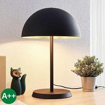 Lámpara de mesa Idalene de metal dorado y negro, moderna, 2 llamas, E27, para salón y comedor