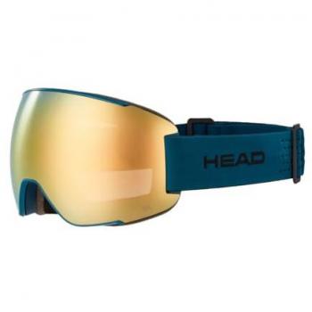 Head Máscara de Esquí Magnify 5K con lente espejada dorada, color azul, incluye lente de repuesto, talla única