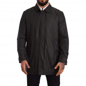 Dolce & Gabbana Black Polyester Mens Trench Coat Jacket - IT46 | S