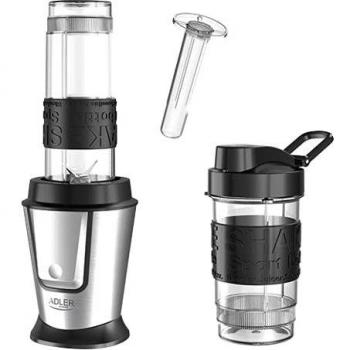 ADLER AD 4081 - Batidora de acero de 800 W, con dos botellas deportivas, batidora de vaso con insertos de refrigeración, batidora multifunción
