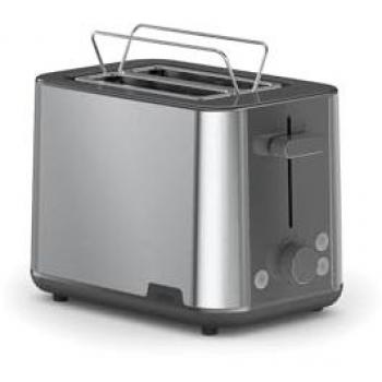 Tostadora Braun PurShine HT1510GY - 900 W, 2 ranuras, 8 niveles de tostado, funciones de calentamiento y descongelación, acero inoxidable gris