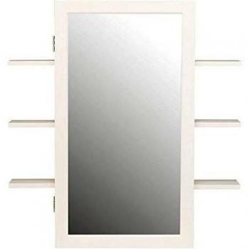 miaVILLA Joyero Lucia, armario gabinete para joyas con espejo, blanco aprox. 60 x 11,5 x 64 cm