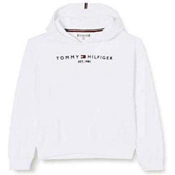 Tommy Hilfiger Essential Hooded Sweatshirt Suéter, Blanco, 10 para Niñas