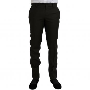 Dolce & Gabbana Dark Brown Wool Slim Fit Formal Pants - IT48 | M