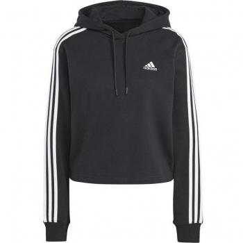 Adidas Essentials 3-Stripes French Terry Corta Sudadera Sportwear de Algodón para Mujer con 3 Bandas en Negro ADIC8767