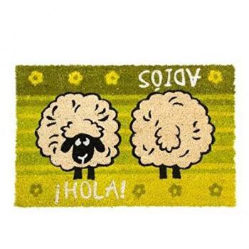 Dcasa - Felpudo oveja hola adios color verde 40x60 cm