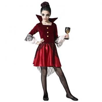 Disfraz de Vampiresa Borgoña Roja para Niña 5-6 Años - Ideal para Halloween y Carnaval
