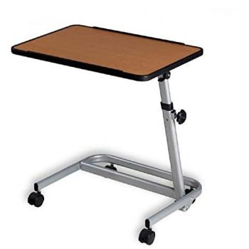 Mesa auxiliar plegable con frenos, elegante y graduable en altura, color marrón